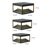 Square Steps Creative Waterproof LED Black Modern Solar Post Caps Lights