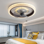 Round Muted 360° Rotatable Stepless Dimming LED Modern Ceiling Fan Light