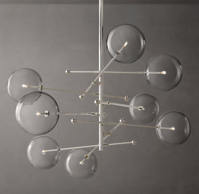 Glass Globe Mobile Eight-Arm Chandelier 79"