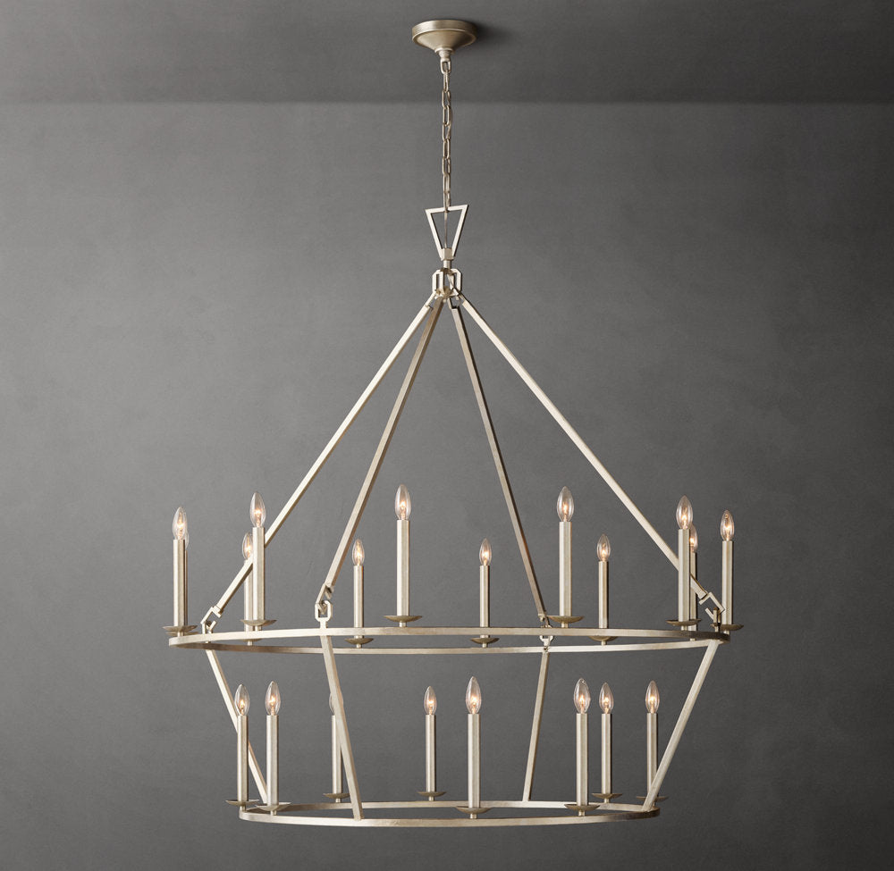 19TH C. ENGLISH OPENWORK TWO-TIER ROUND CHANDELIER 50"