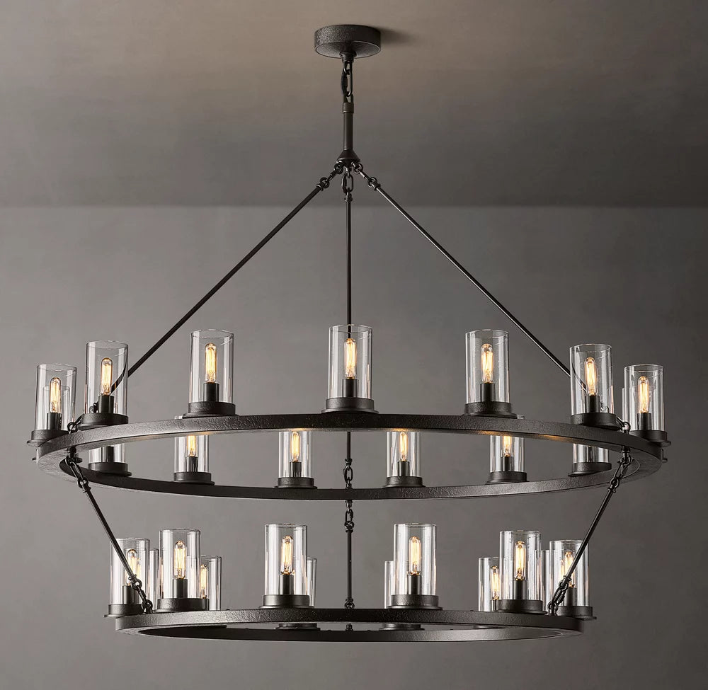 Ondra Round Two-Tier Clear Glass Chandelier 48"