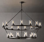Ondra Round Two-Tier Clear Glass Chandelier 48"