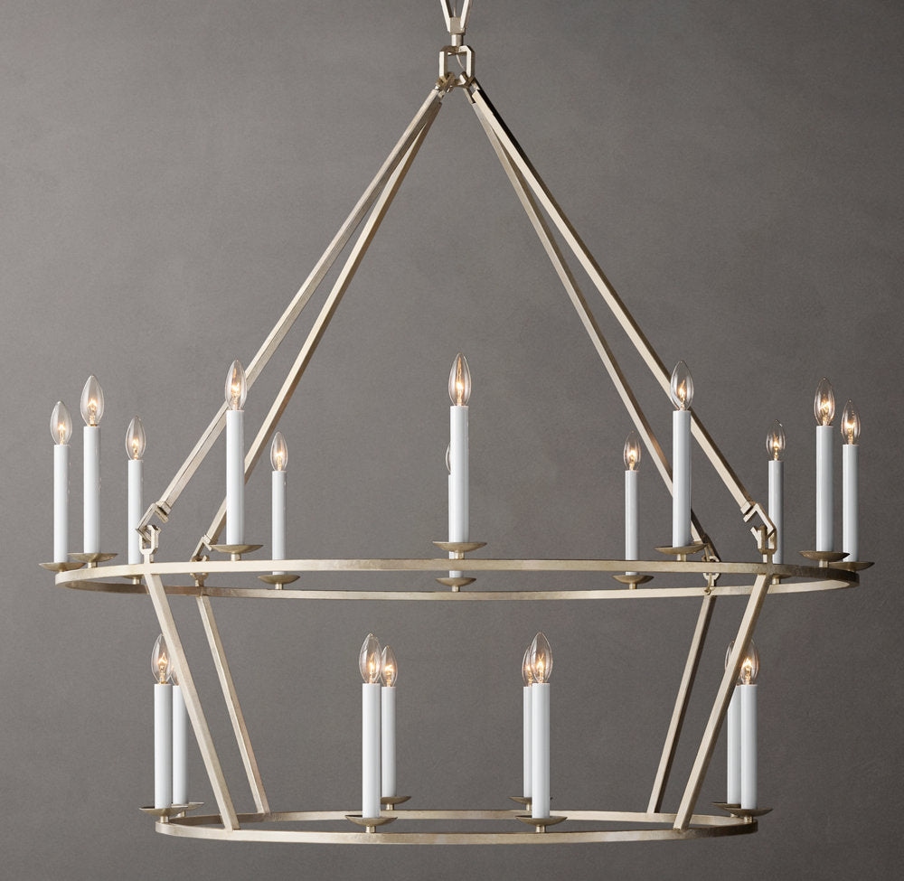 19TH C. ENGLISH OPENWORK TWO-TIER ROUND CHANDELIER 50"