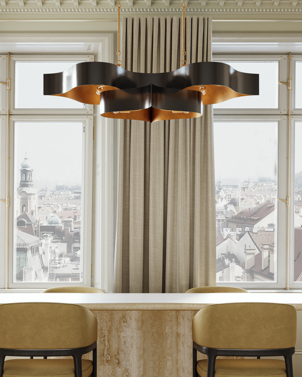 Grand Lotus Oval Black Chandelier