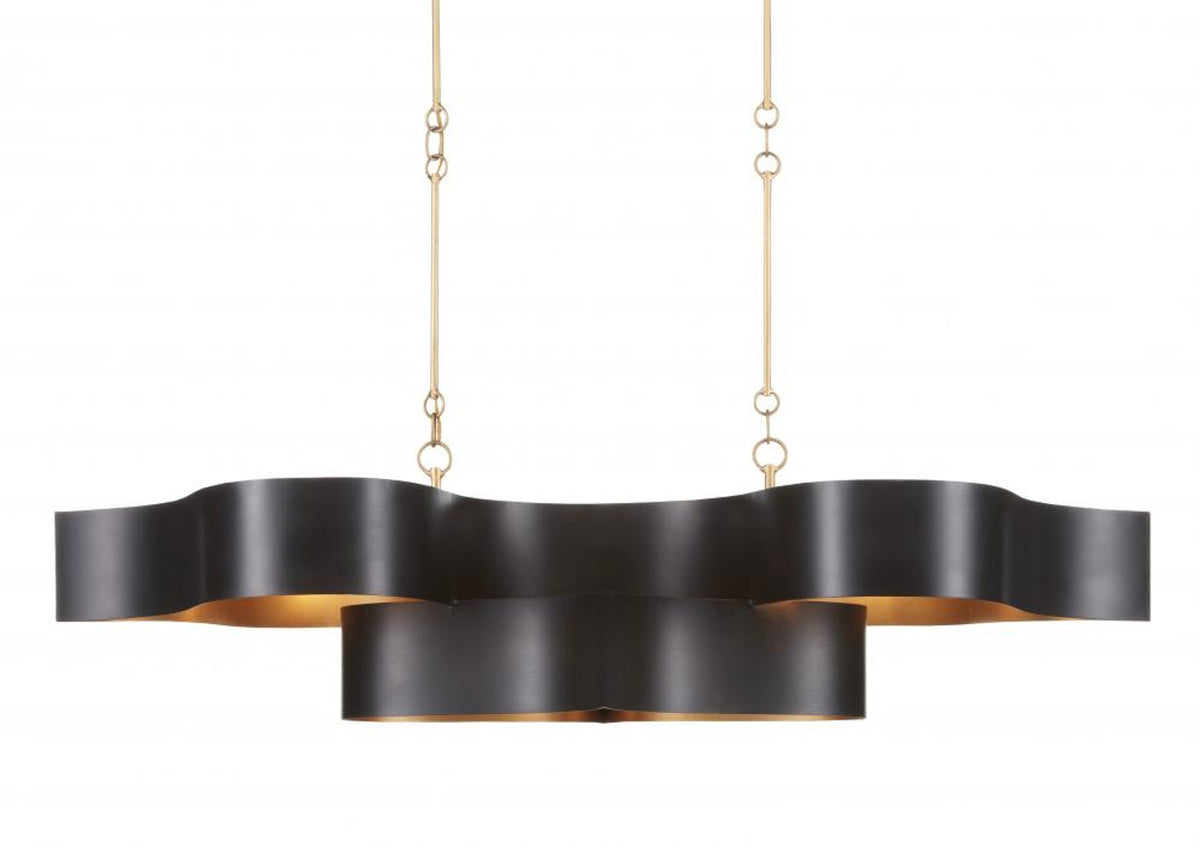 Grand Lotus Oval Black Chandelier