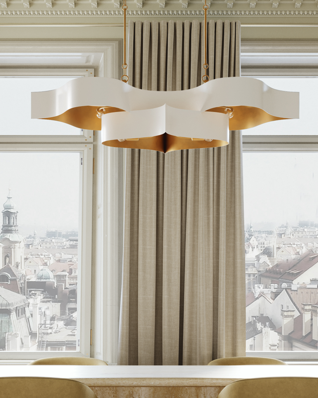 Grand Lotus Oval White Chandelier