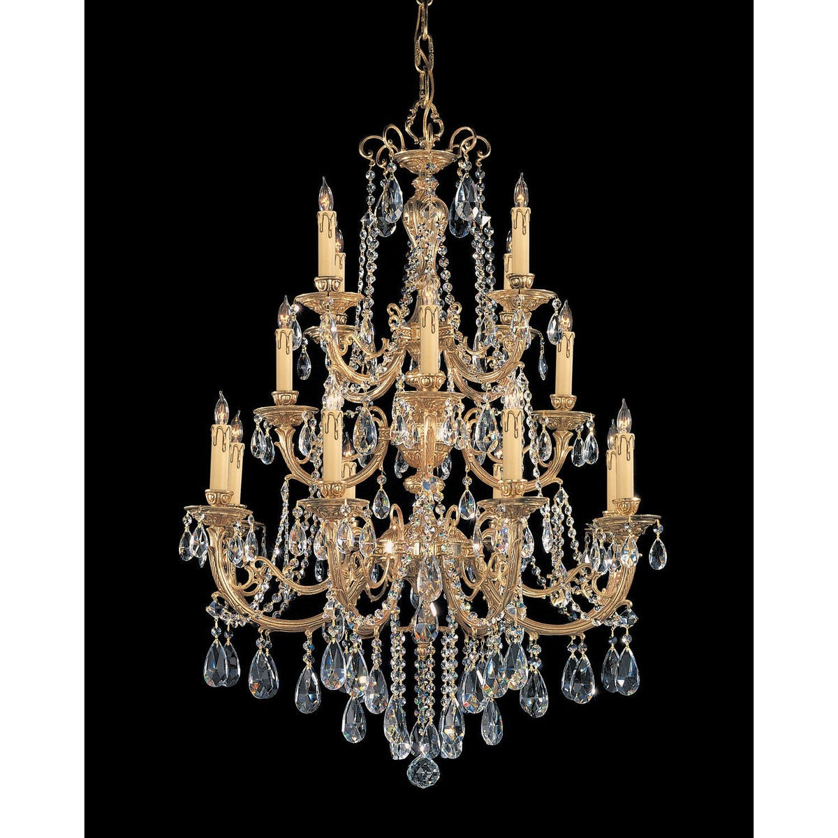 Etta Olde Brass Sixteen-Light Crystal Chandelier