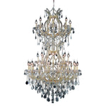 Gold Thirty-Four Light 36-Inch Chandelier with Royal Cut Clear Crystal