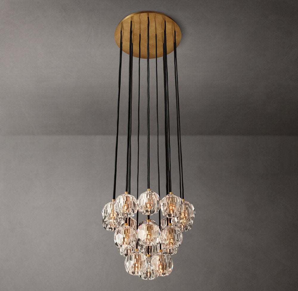 Boule De Cristal Clear Glass Round Cluster Chandelier 19"