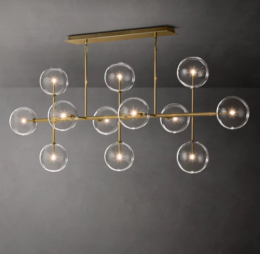 Glass Globe Mobile Linear Chandelier