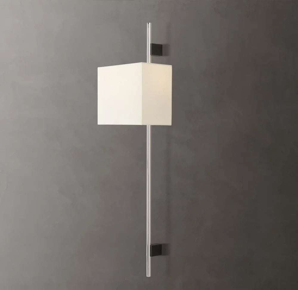 Vela Round Bar Sconce - Rectangular Shade