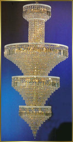 Entryway/ foyer large crystal chandelier in gold plated finish