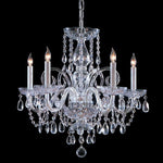 5 Light Bohemian Crystal Chandelier, Chrome
