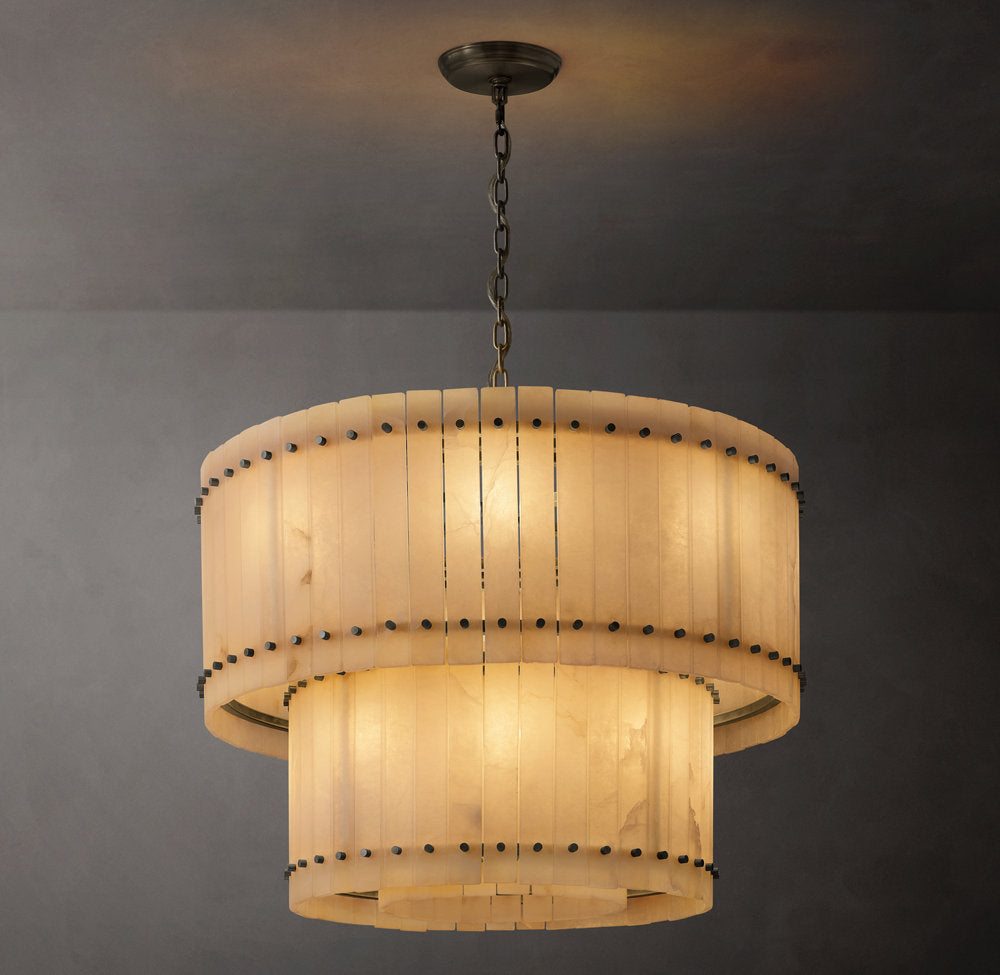 San Marco Alabaster Round Tiered Chandelier 37"