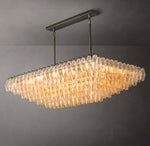 Chiara Clear Glass Tiered Rectangular Chandelier 54"