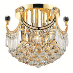 Gold Six-Light 16-Inch Flush Mount with Royal Cut Clear Crystal