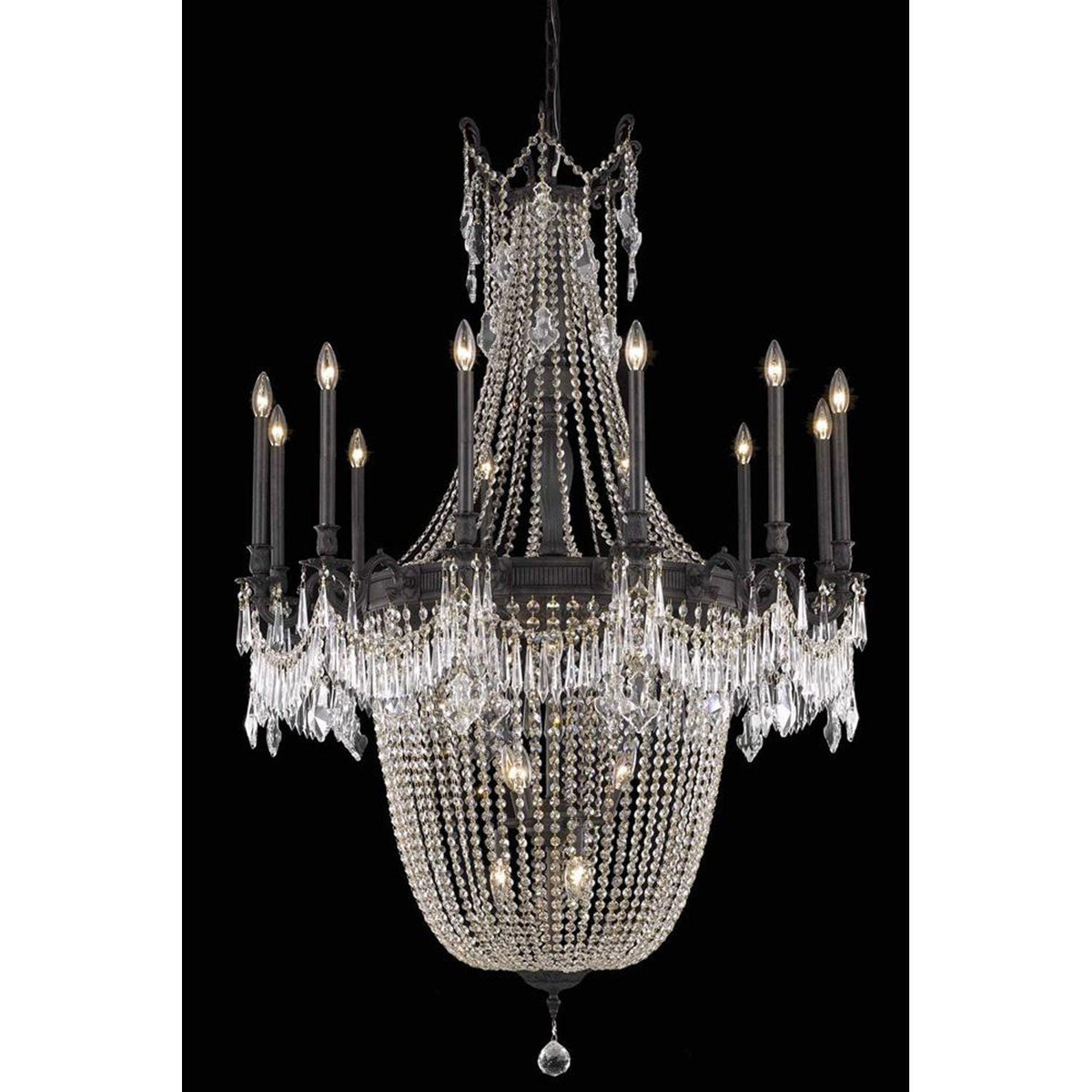 Esperanza Dark Bronze 22-Light Chandelier with Royal Cut Crystal