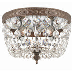 English Bronze Two-Light Flush Mount with Clear Swarovski Crystal