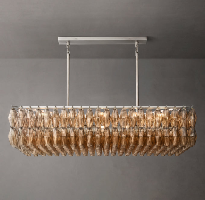 Chiara Smoke Glass Rectangular Chandelier 54"