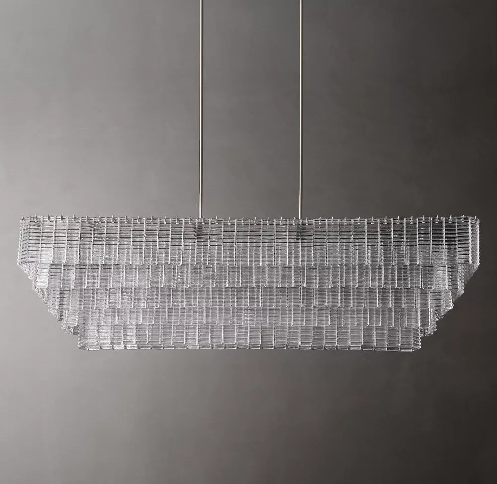 Sirene Clear Glass Rectangular Chandelier 77"