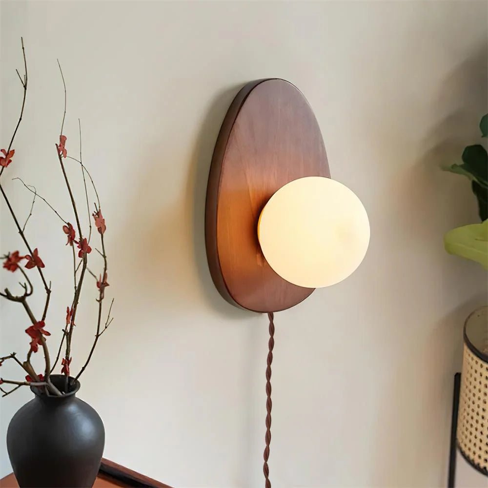 Orba Walnut Plug-in Wall Lamp