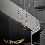 LED Ring Clusters Rotating Staircase Chandelier