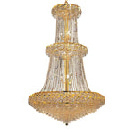 Belenus Gold Thirty-Two Light 42-Inch Chandelier with Royal Cut Clear Crystal