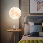 Round Moon Lunar 3D Creativity White Pendant Lamp Hanging Ceiling Lamp