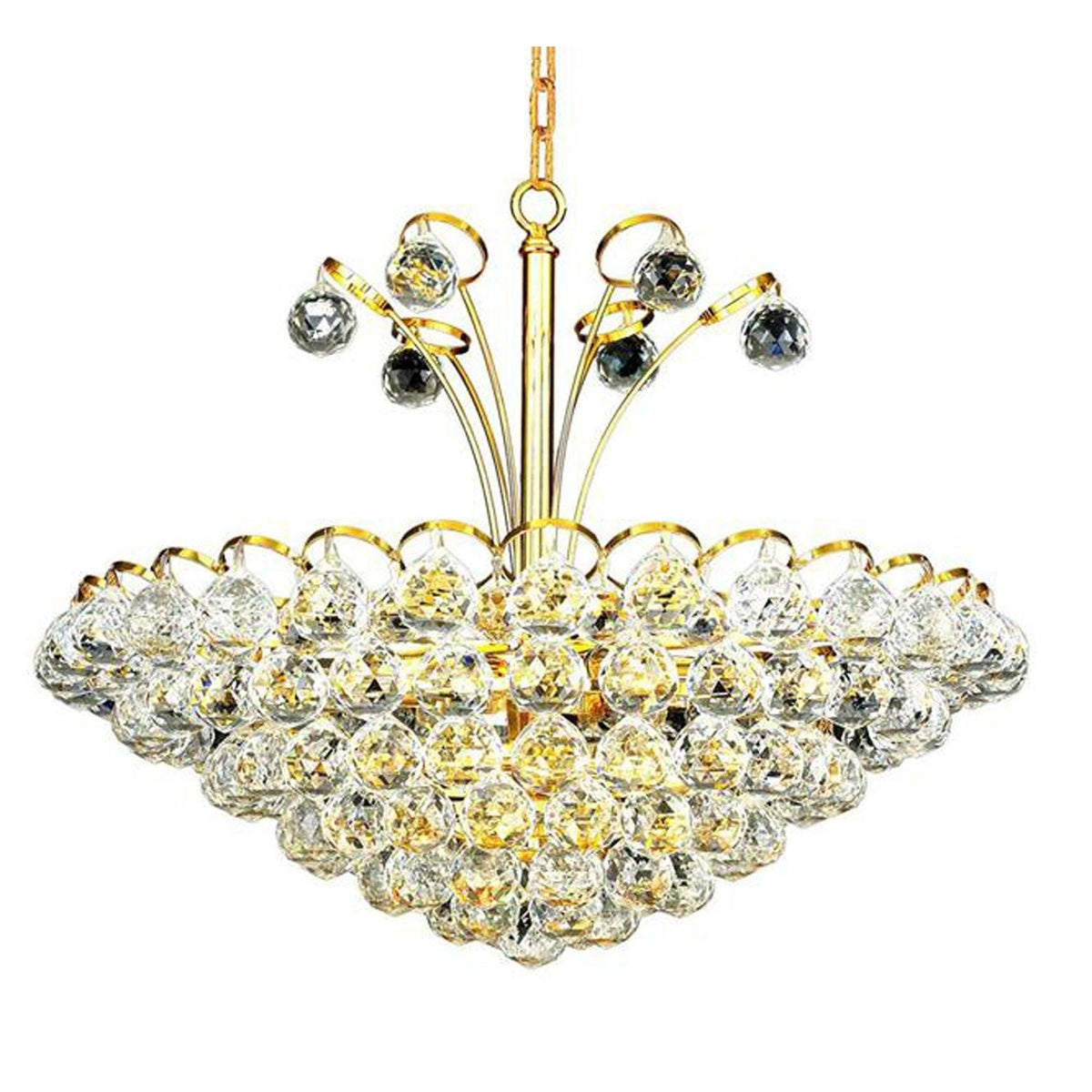 Godiva Gold Eight-Light 22-Inch Pendant with Elegant Cut Clear Crystal