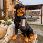 Resin Dog with Lantern Landscape Decor Solar Outdoor Lights
