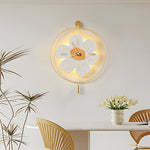 Round Metal Battery Operated LED Flower Wall Clock