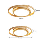 Wooden Oval Rings Round LED Flush Mount Lighting Round Acrylic Ceiling Light Bedroom Ceiling Lamp
