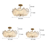 Round Glass Piece Seashells Three Step Dimming LED French Style Chandelier