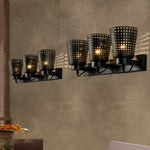 Retro Iron Hollow Adjustable Black Industrial Style Plug in Wall Sconce Lighting
