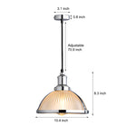 1-Light Striped Glass Shade Tungsten Wire 40W Pendant Lights