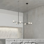 Modern Linear Glass Ball Pendant Light with 3/4/6-Light - Black/Gold