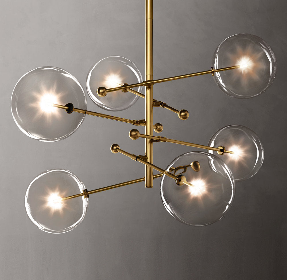 Glass Globe Mobile Six-Arm Chandelier 55"