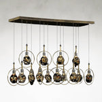 Bergamos 14-Light 42-Inch Brass and Polished Nickel Rectangular Chandelier Ceiling Light