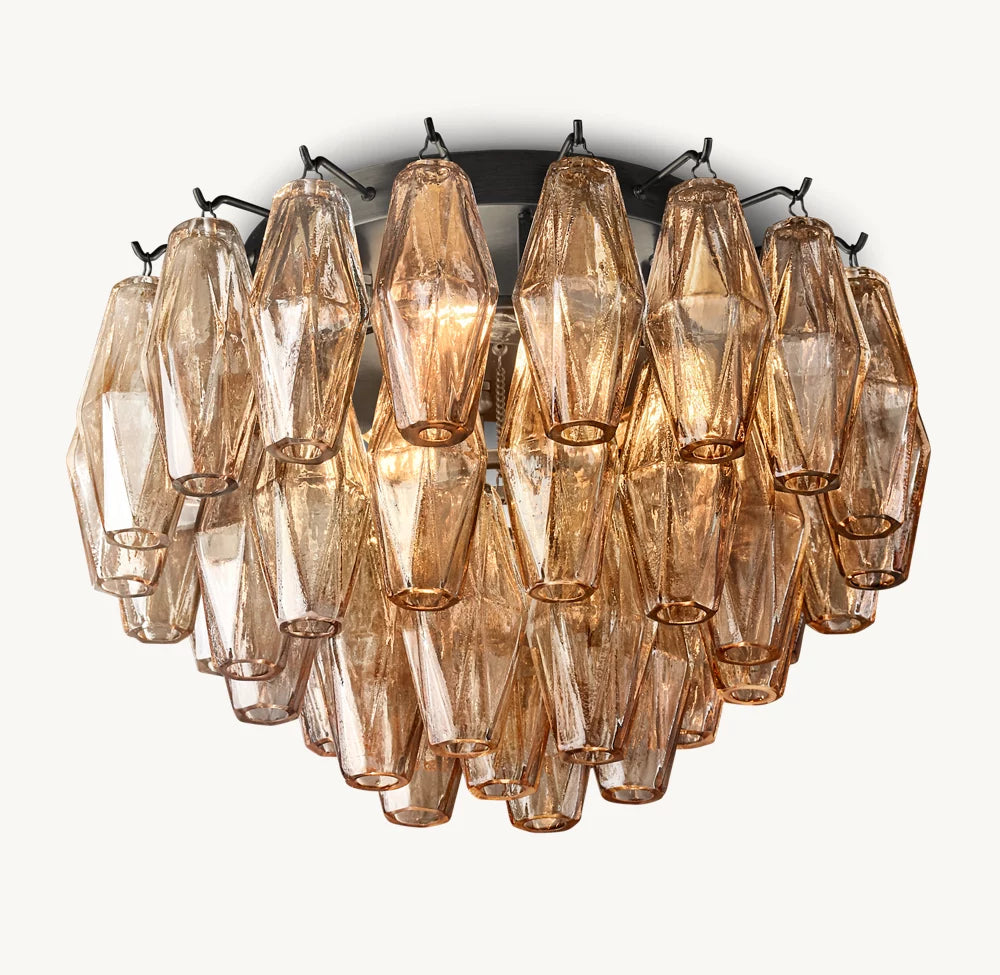 Chiara Smoke Glass Flushmount 17"