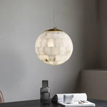 Alabaster Ball Pendant Light 11"