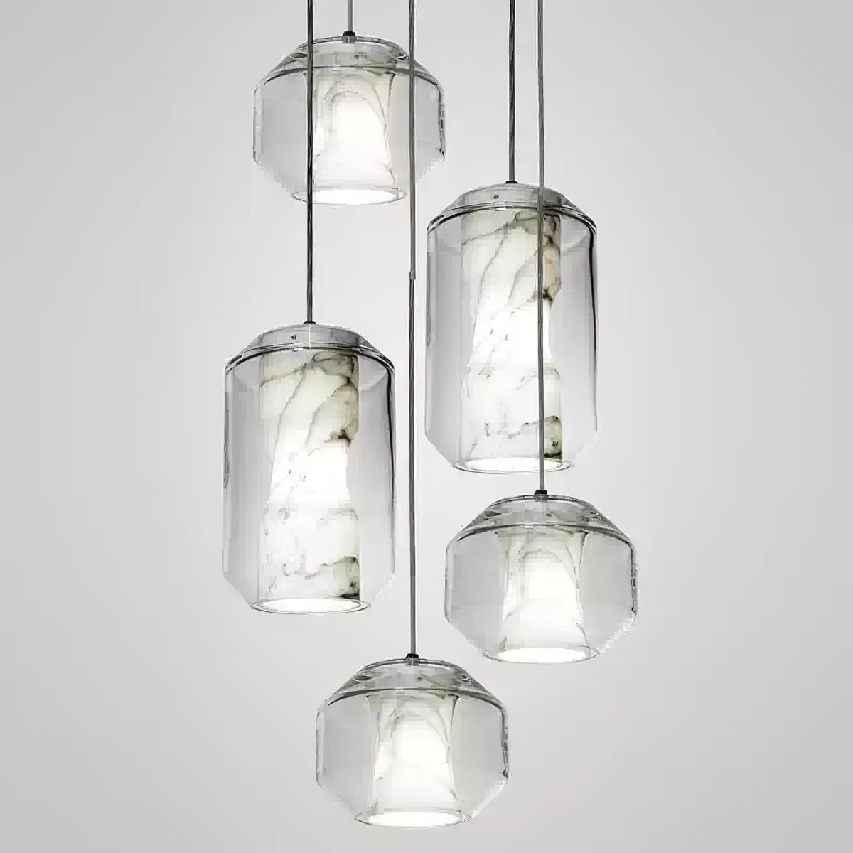Alabaster Glass Cylinder Pendant Light