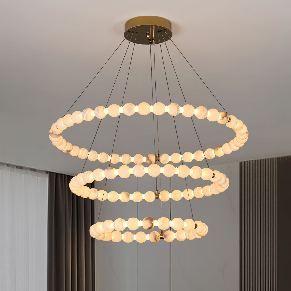 Alabaster Orb Ring Chandelier
