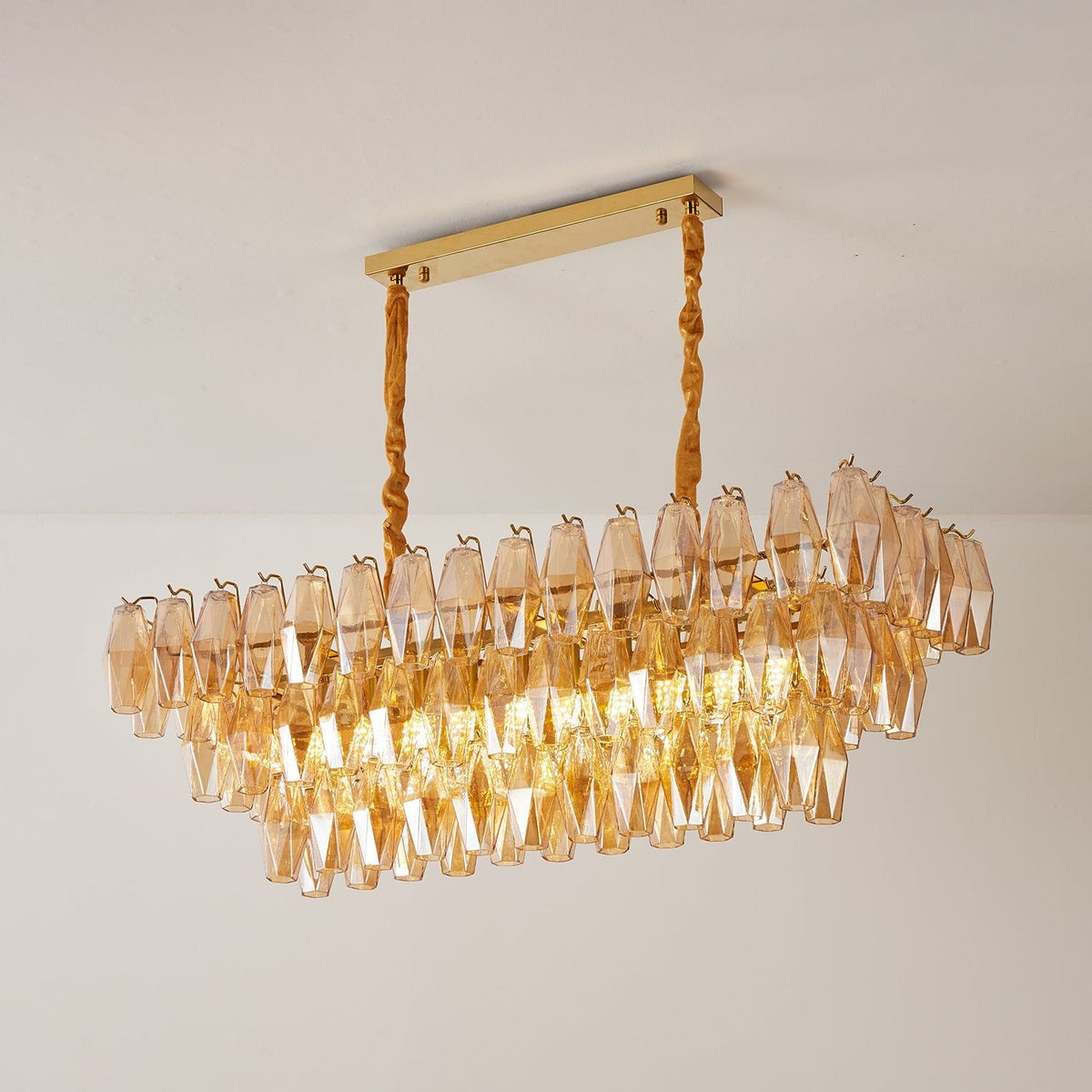 Amber Prism Glass Chandelier