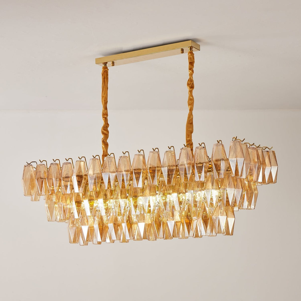 Amber Prism Glass Chandelier