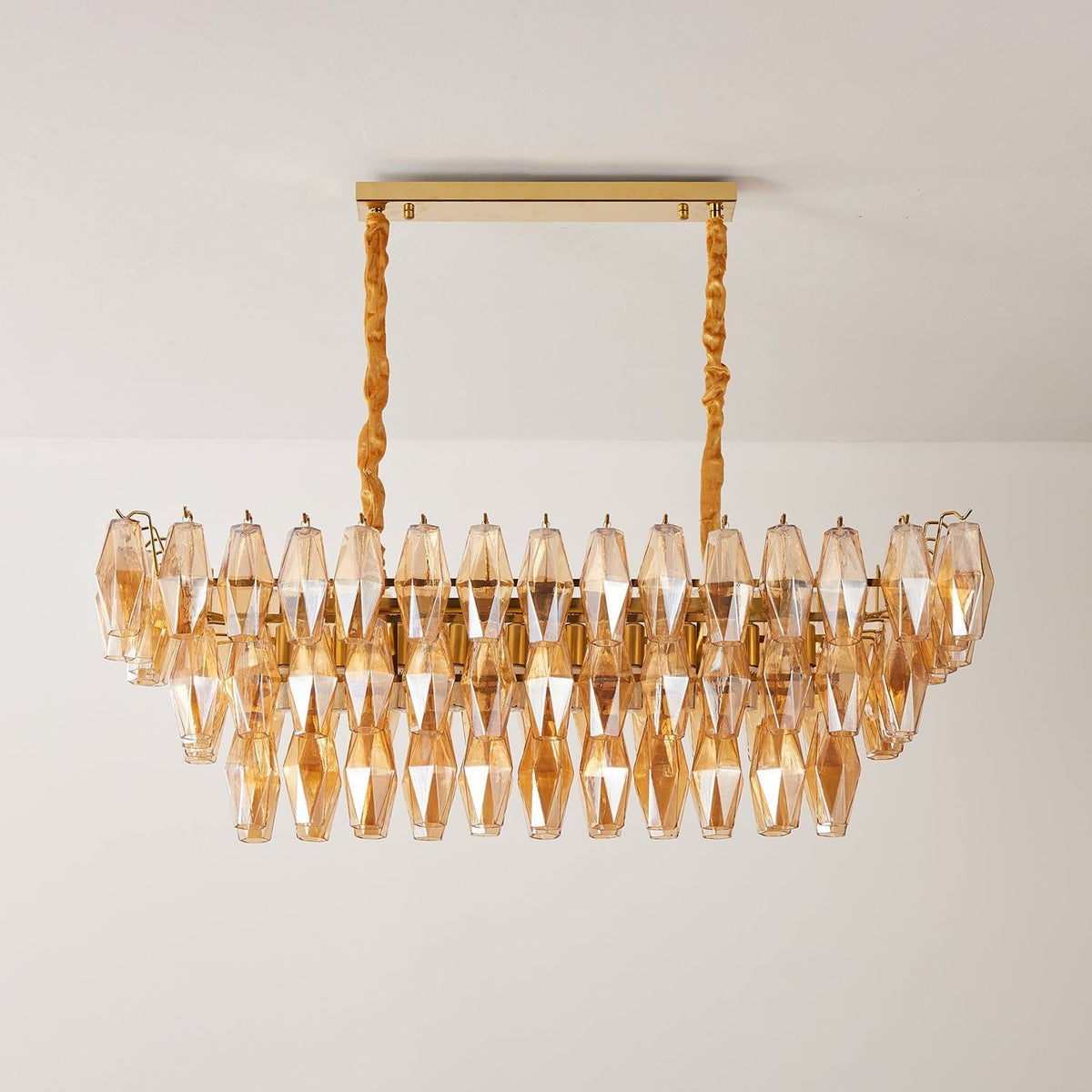Amber Prism Glass Chandelier
