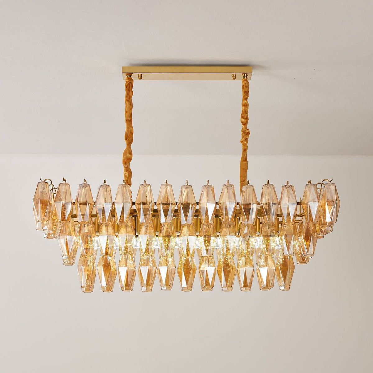 Amber Prism Glass Chandelier