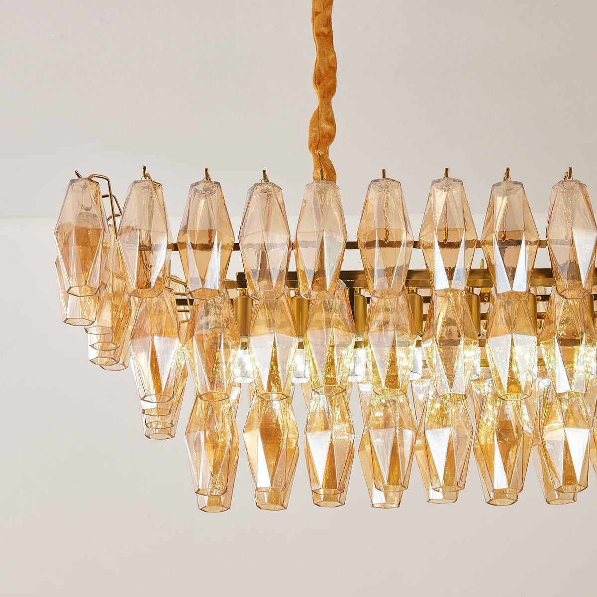 Amber Prism Glass Chandelier
