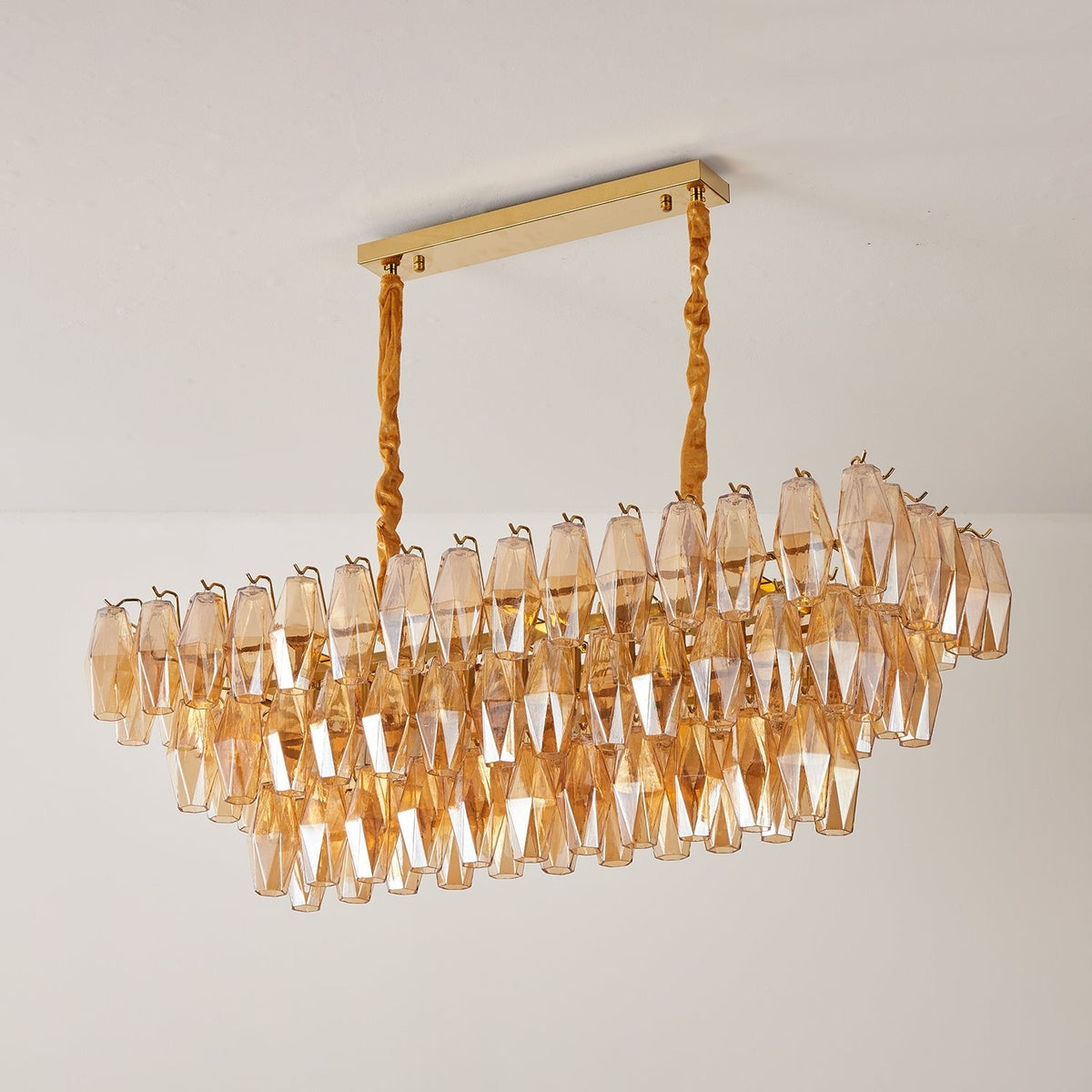 Amber Prism Glass Chandelier