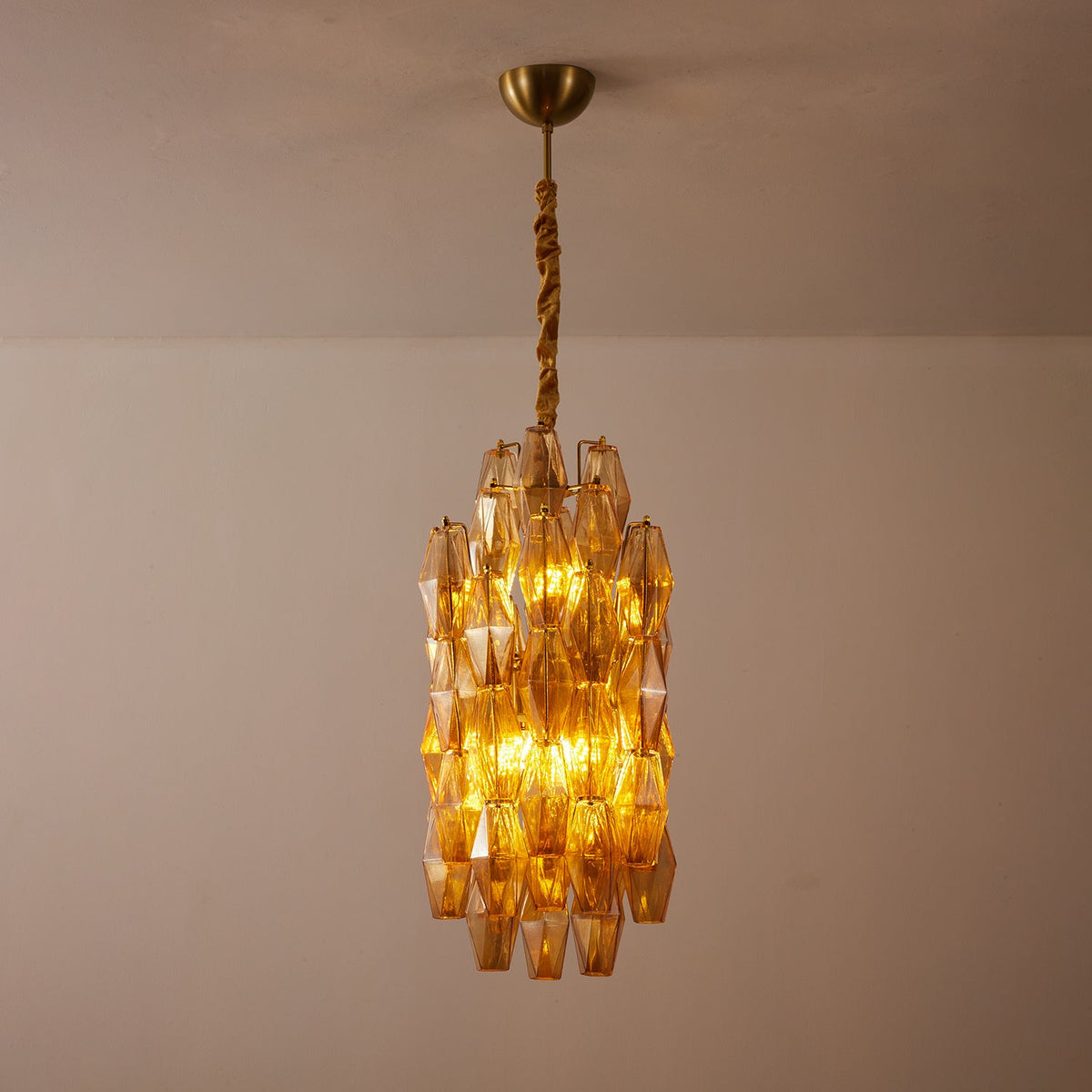 Amber Prism Long Chandelier