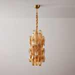 Amber Prism Long Chandelier